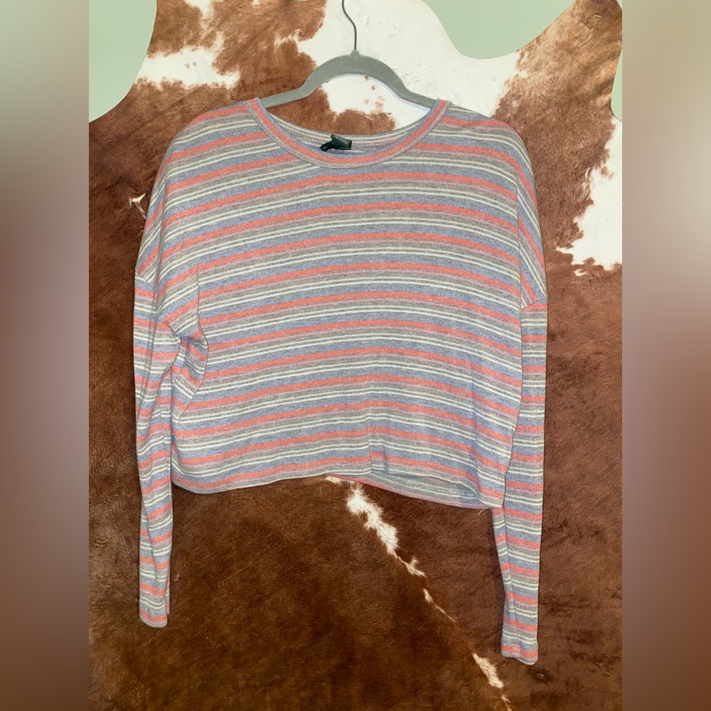 Long Sleeve Striped Crop Top